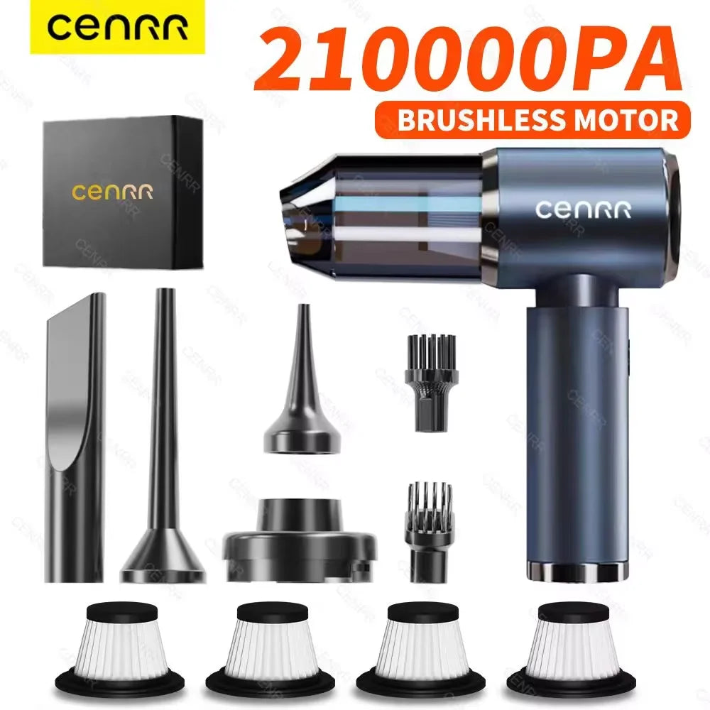 Aspirador Inalámbrico para Coche – Potencia 210.000 Pa, Silencioso y Recargable