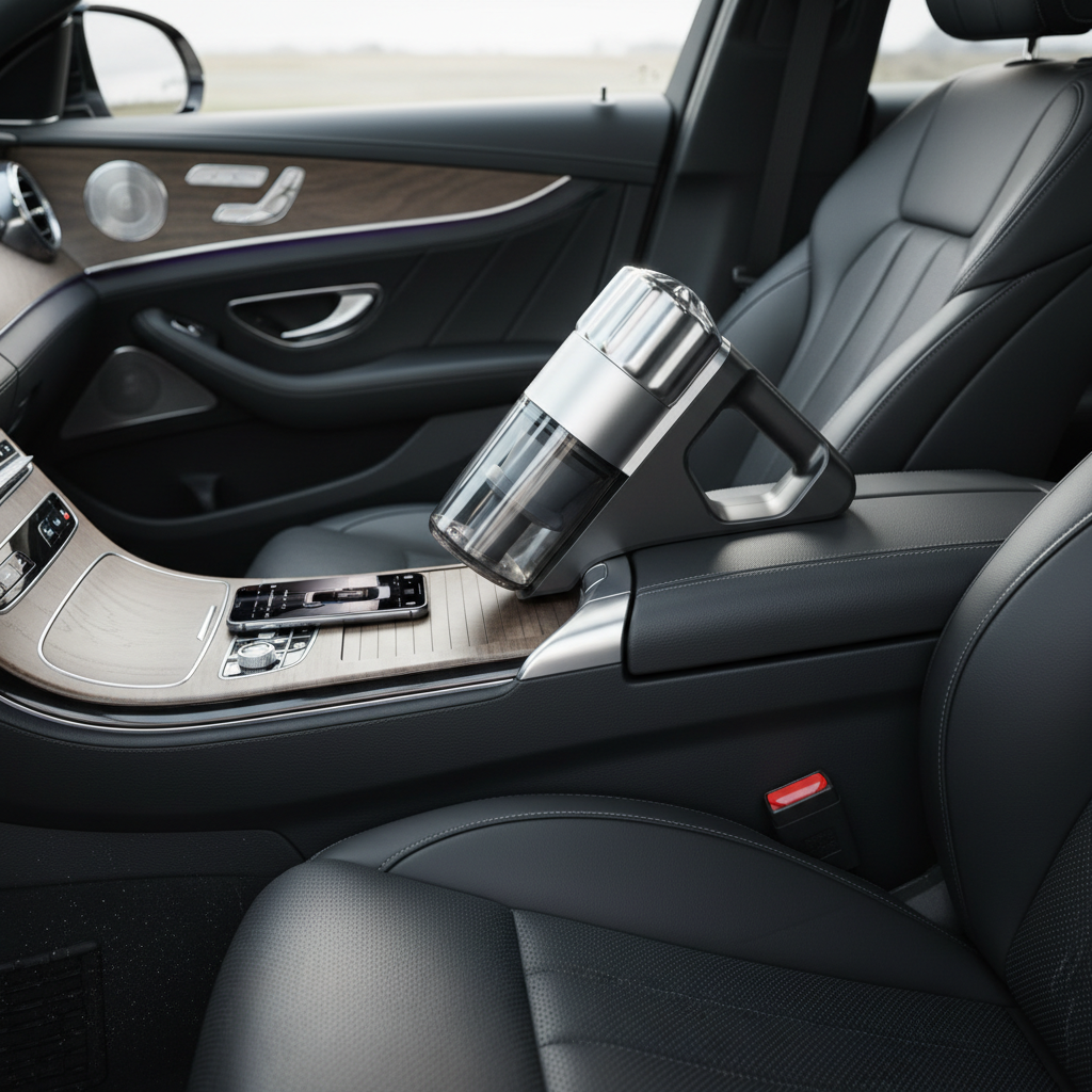 Aspirador inalámbrico para coche en interior moderno
